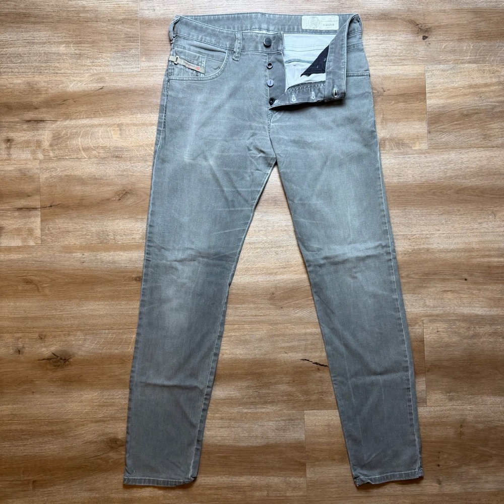 Diesel D-Bazer Jeans Men 28x30 Faded Gray Tapered Fit Stretch Button Fly 0699P